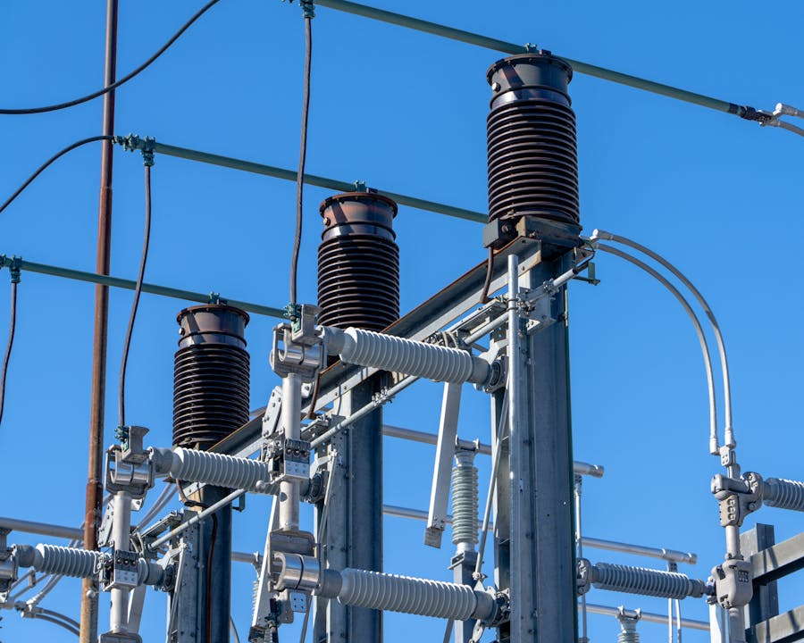 Electrical transformer in close-up view