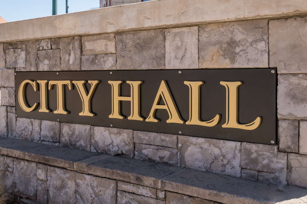 Small-town American city hall building