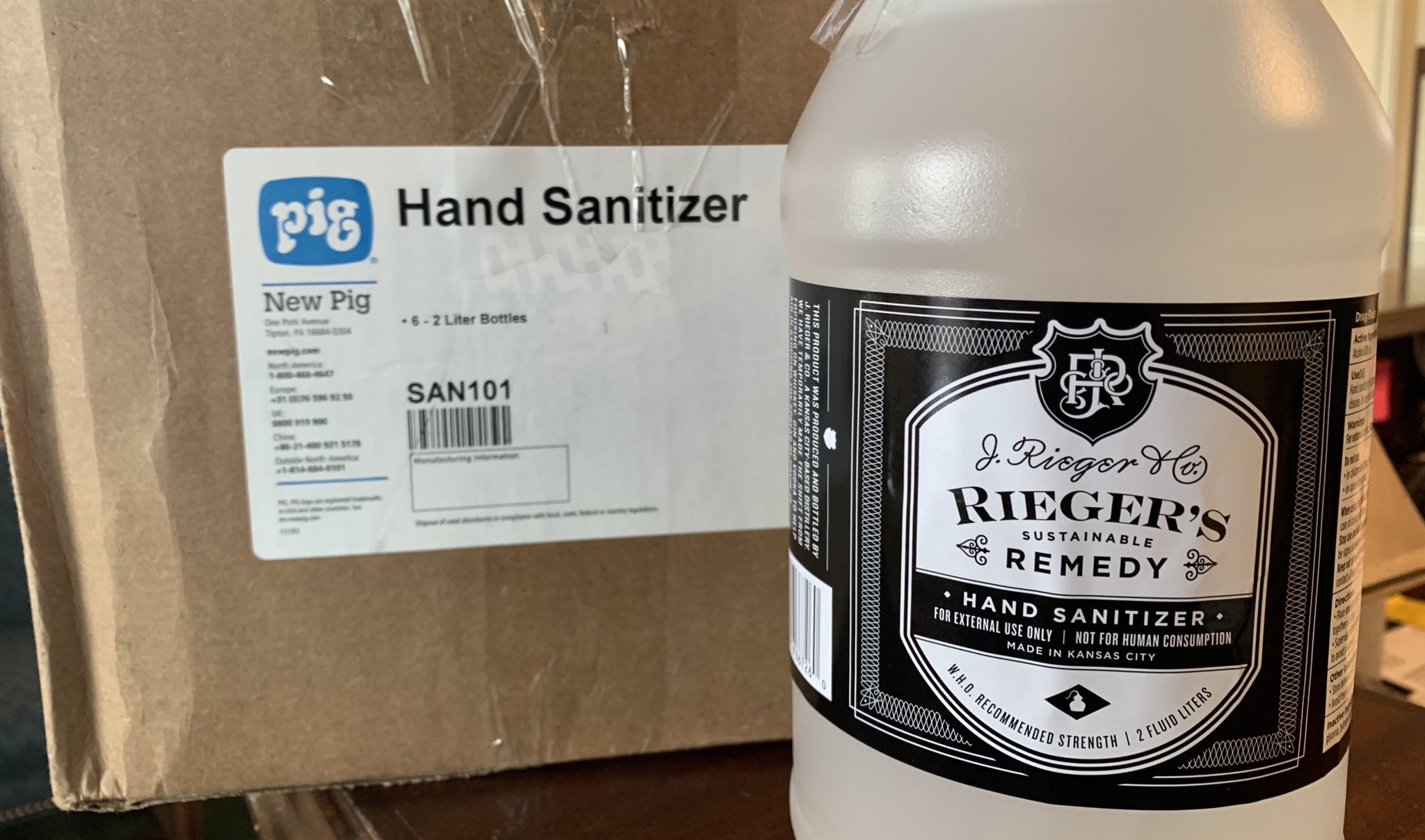 Liquid hand sanitizer that was delivered to area restaurants prior to opening for outdoor seating. 