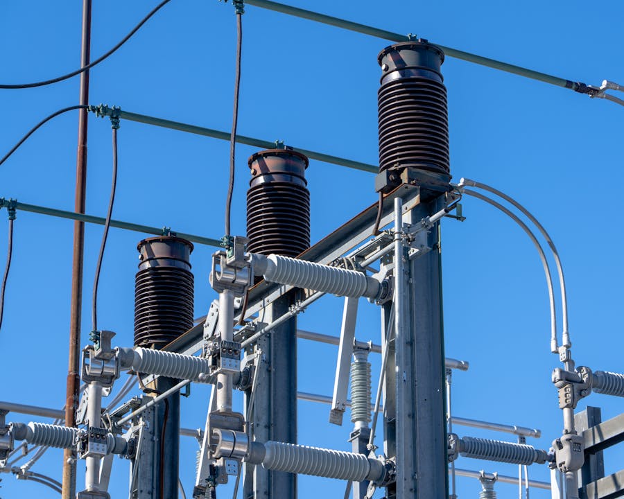 Electrical transformer in close-up view